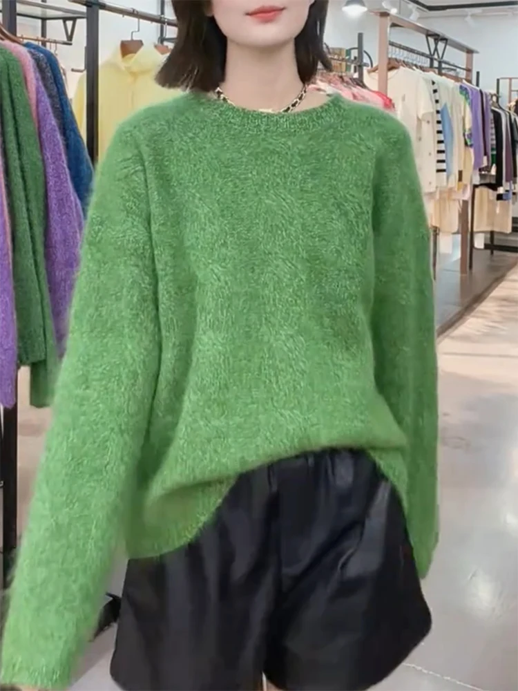 

Lu een Soft Cozy round Ne Sweater Korean Sle Lazy Faion plus Size Versatile Slimming Top for Autumn Winter