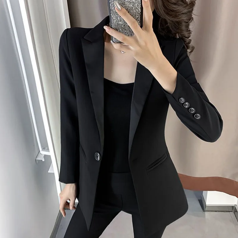 Fashion Solid Color Pockets All-match Casual Blazer Women Clothing 2023 Autumn New Korean Tops Loose Office Lady Blazers