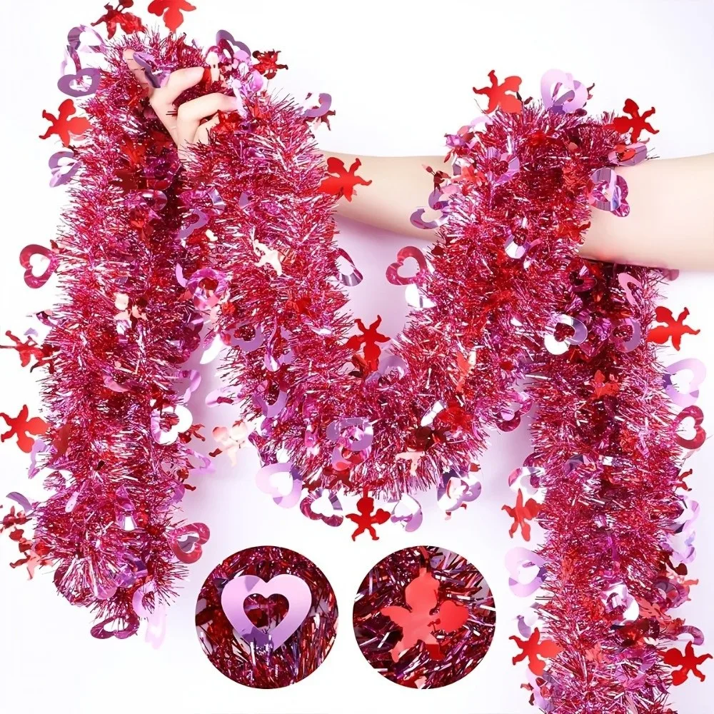 

5M Heart Tinsel Garland DIY Heart Snowflake Valentines Garland Love Sequins Decorative Garland Hanging Decor Birthday Party