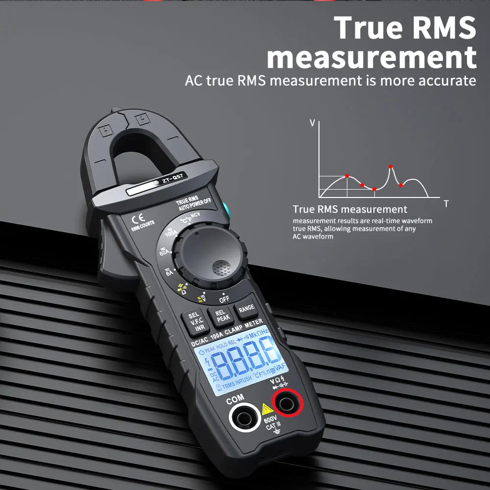 ZOYI ZT-QS7 DC/AC Current and Voltage Clamp Meter with VFC, 6000 Counts, 100A Low Current 10mA Low Current Clamp Meter Tester