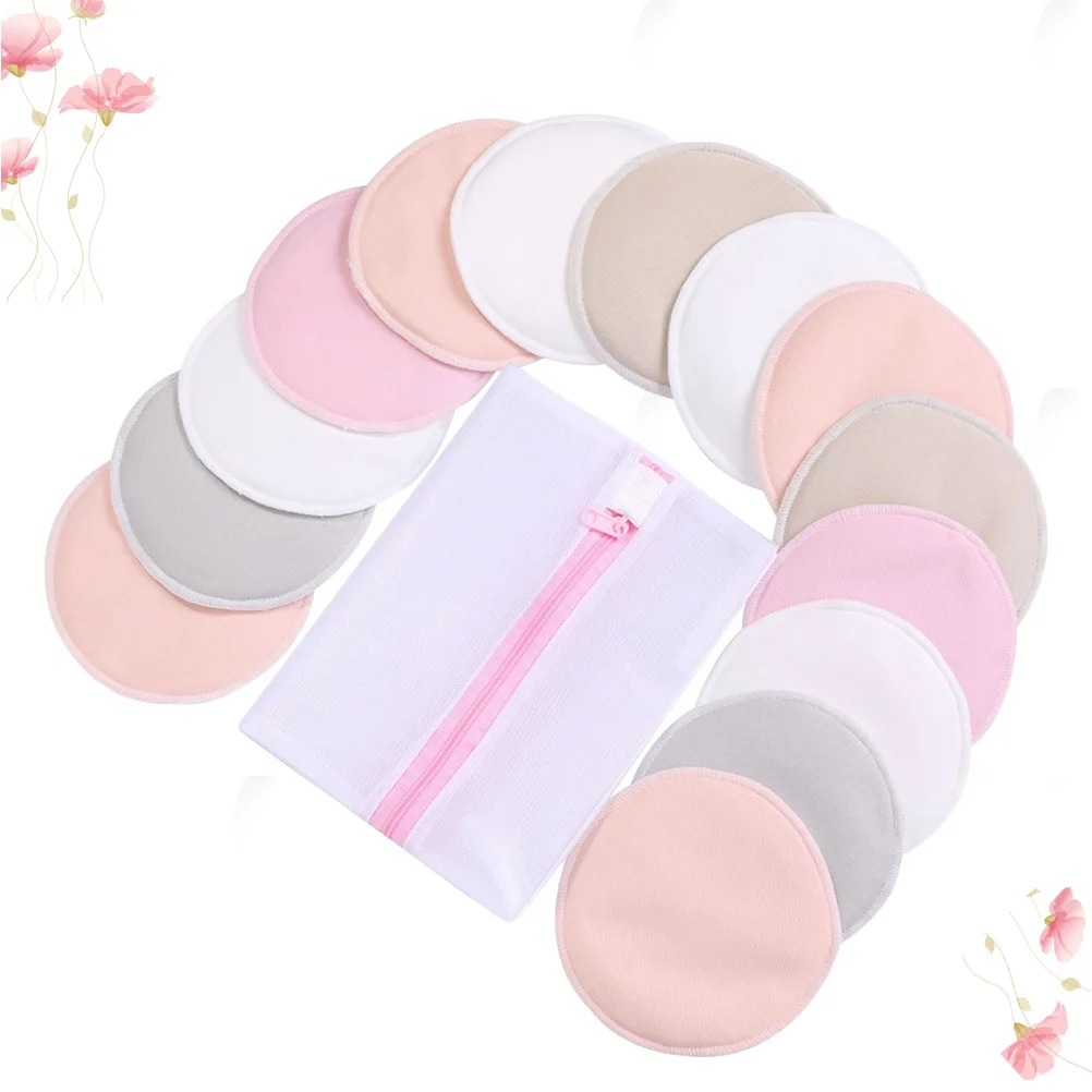14Pcs 대나무 섬유 간호 패드 삼중층 세척 가능 통기성 안티 갈락토레아 모유 수유 패드 어머니용