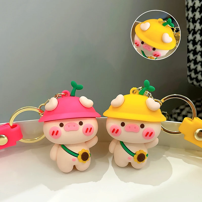 Cute 3D Pink Pig Pendant Creative Cartoon Animal Keychain Bag Hangings Jewelry Car Key Ring Festival Decoration Panda Accessorie