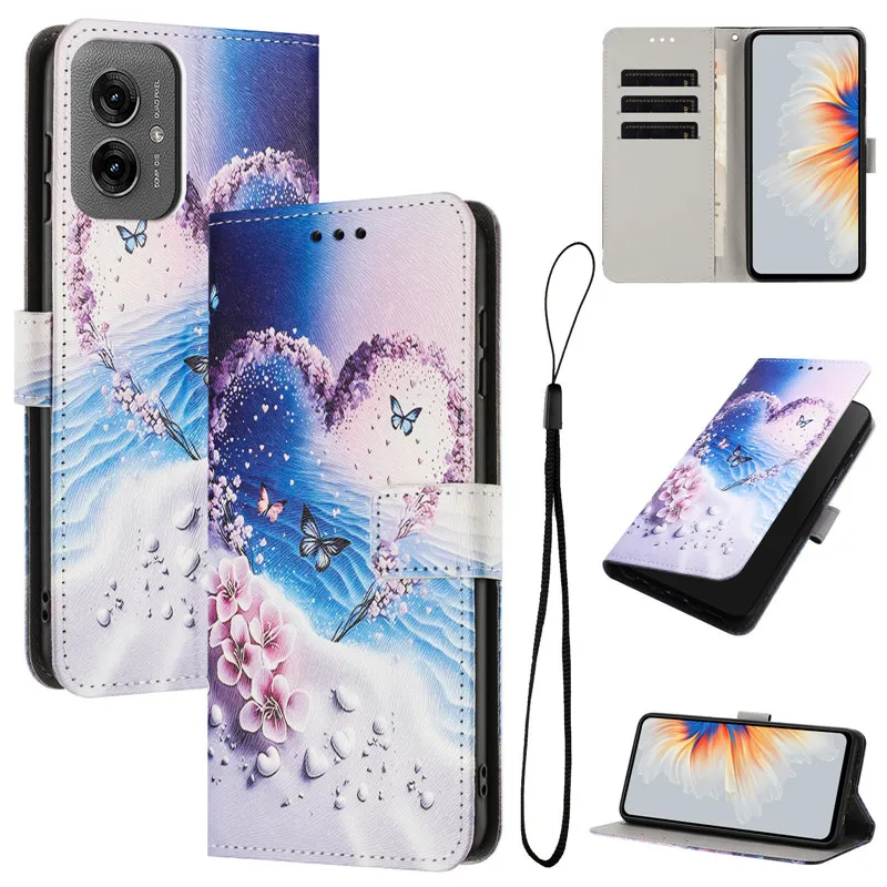 Flip Cover Wallet Phone Case For Motorola MOTO G55 G35 G75 G15 Power G05 G85 5G Leather Magnetic Cases Butterfly Pattern Etui