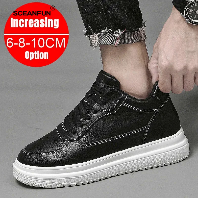 Estate invisibile altezza crescente 6cm,8cm scarpe da ginnastica Casual sportive traspiranti da uomo bianche