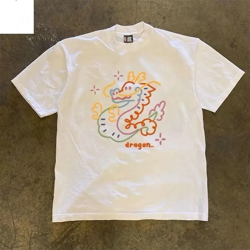 

Совершенно новая свободная футболка с короткими рукавами American Ins Summer Tide с буквенным принтом, мужские и женские топы из чистого хлопка