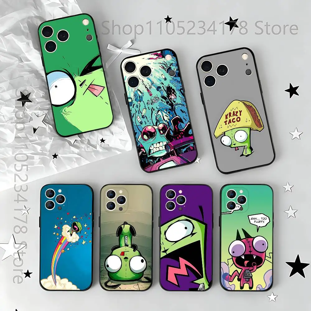 

Cartoon I-Invader Zim Gir Black Soft Case For iPhone 17 13 14 15 11 16 12 Pro Max Pro Max Plus E Air Mini Phone Cover Shell