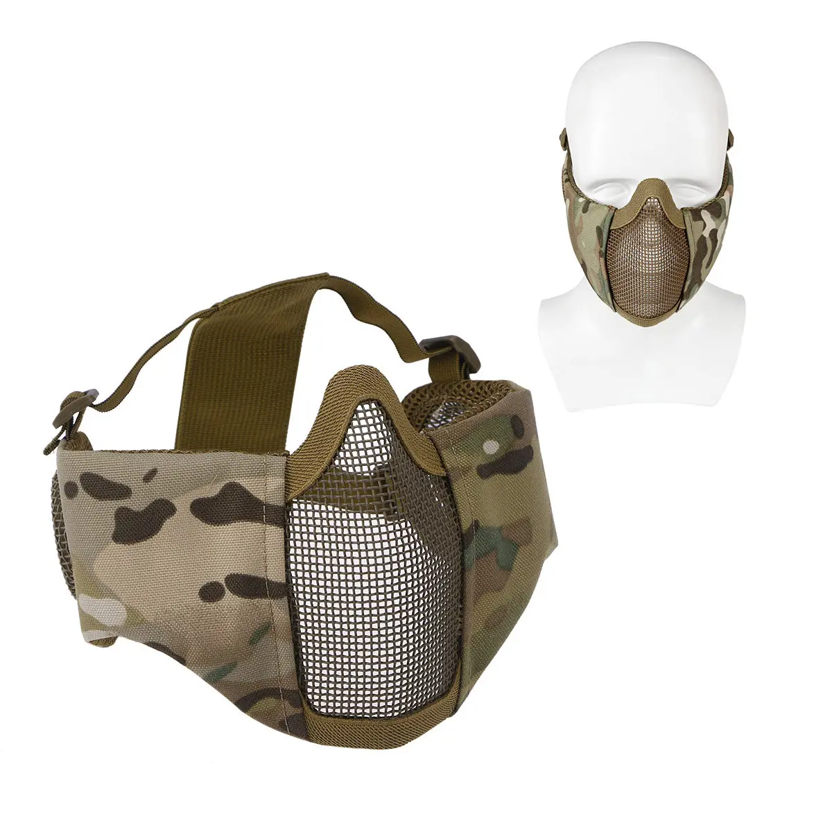 Black Foldable Half Face Mask Low-Carbon Steel Mesh Durable Protective Hunting Outdoor Leisure Mask