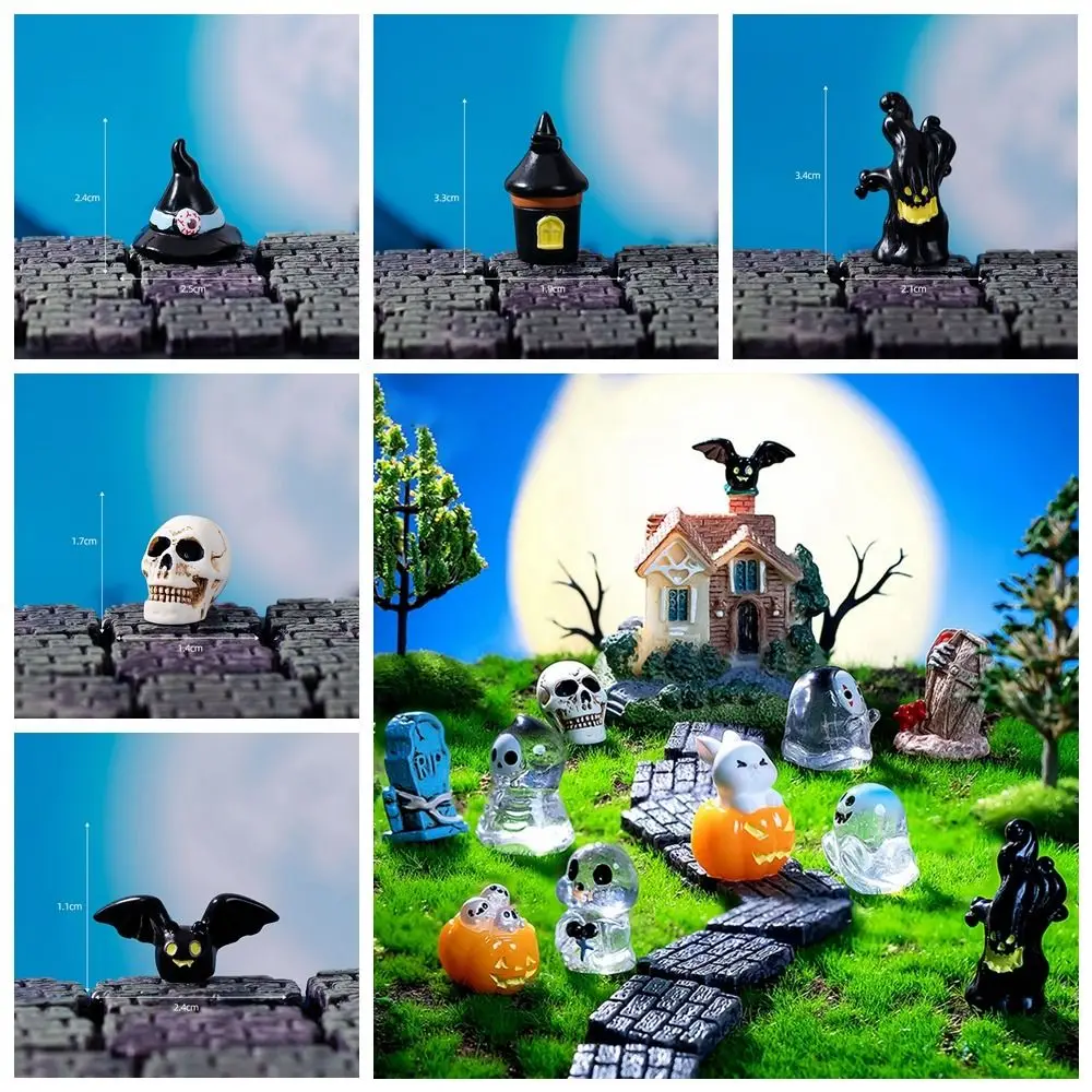 Cartoon Micro Landscap Halloween Crystal Ball Resin Mini Resin Faceless Ghost Easy to Carry Pumpkin Resin Ornaments Home Decor