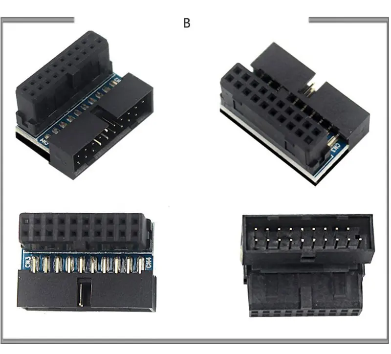 USB 3.0 19-pinowy 20-pinowy męski na żeński adapter przedłużający w górę w dół pod kątem 90 stopni do płyty głównej