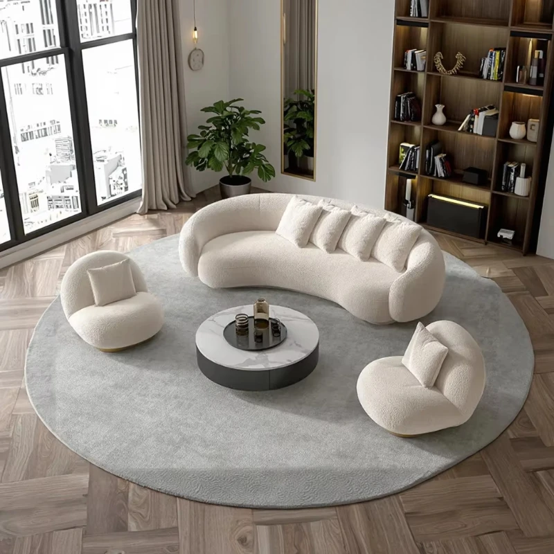 

Living room sofa Modern European fabric round velvet lounge upholstered curved