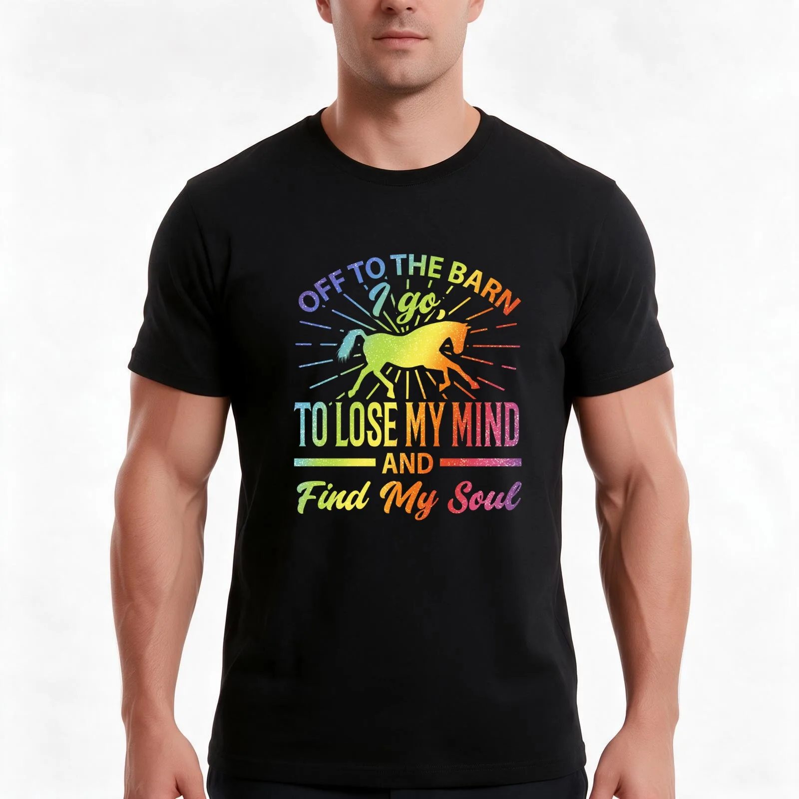 Off to the Barn I Go to Lose My Mind and Find My Soul T-Shirt Summer Casual Cotton Tee Oversized Streetwear Tops 100% Cotton