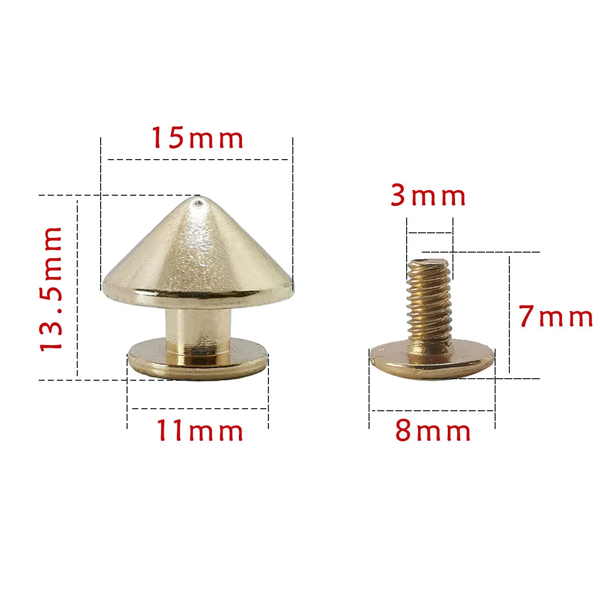 4pcs Brass Umbrella shape Screw Back Rivets for Bag Base Studs Leather Studs Nail Garment Leather Craft Belt Hardware