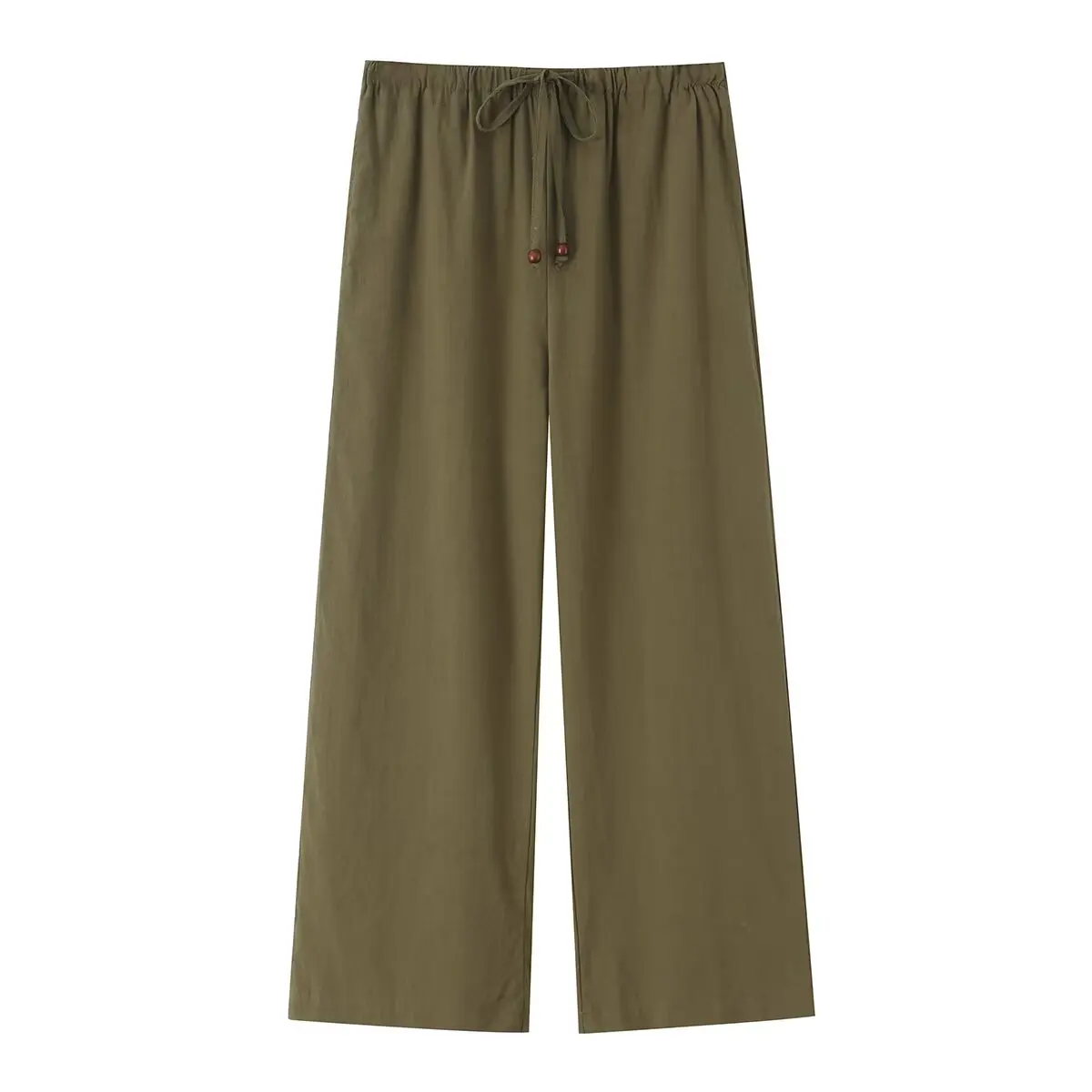 JNLEAOG Summer New Fashion Pure Color Straight Leg Pants Women's Elegant Atmosphere Match All 2026 Natural Waist Polyester Fiber