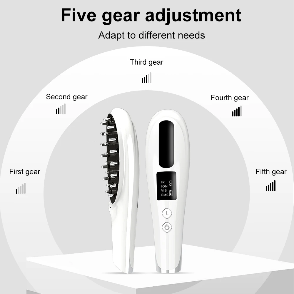 AOKO  New Anti Hair Loss Massage Comb Electric Photo Magnetic EMS Vibration Cordless Hair Growth Comb Scalp Massager machine