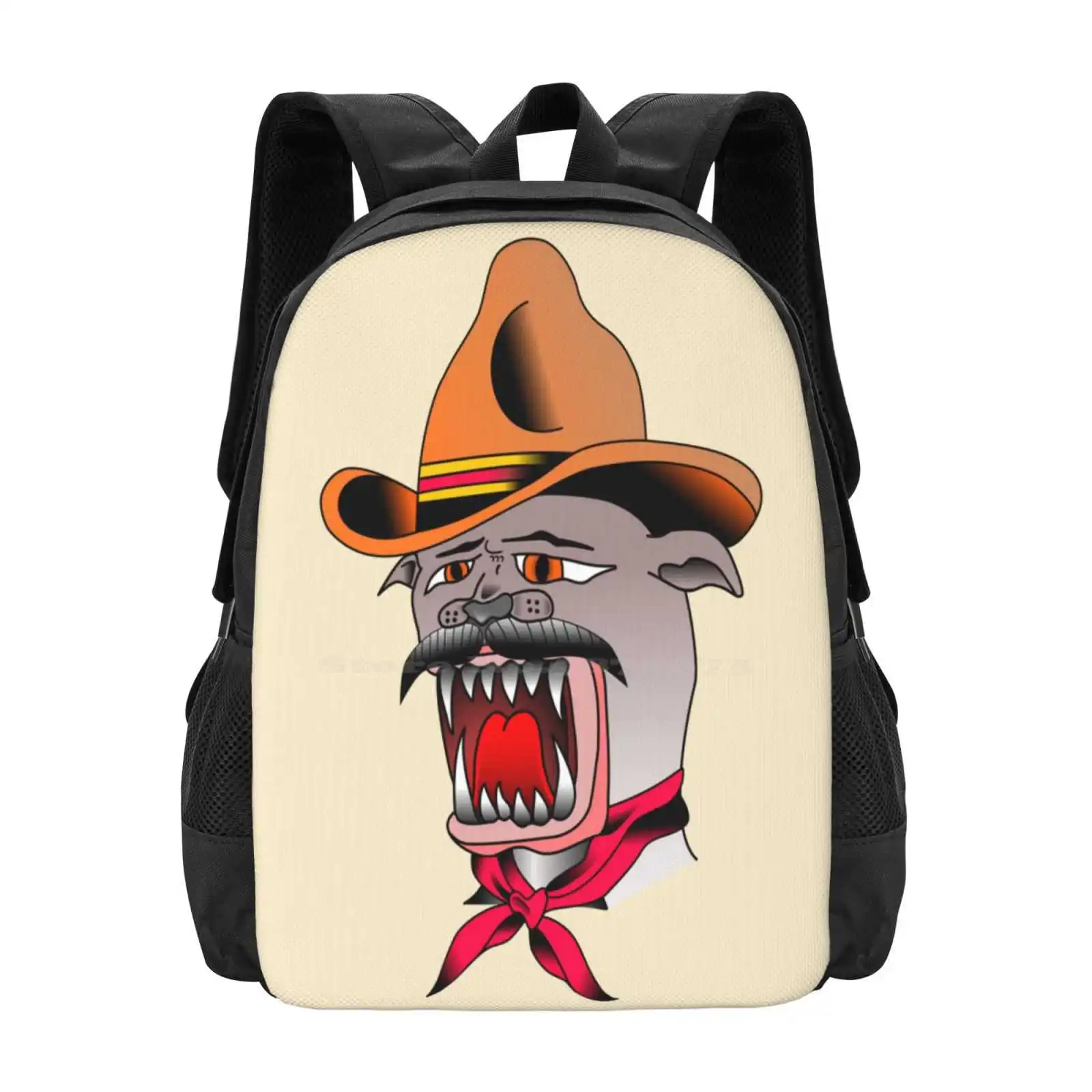 Sucky Panther With Hat And Tie Hot Sale Schoolbag Backpack Fashion Bags Sucky Panther Traditional Tattoo Polito Cowboy