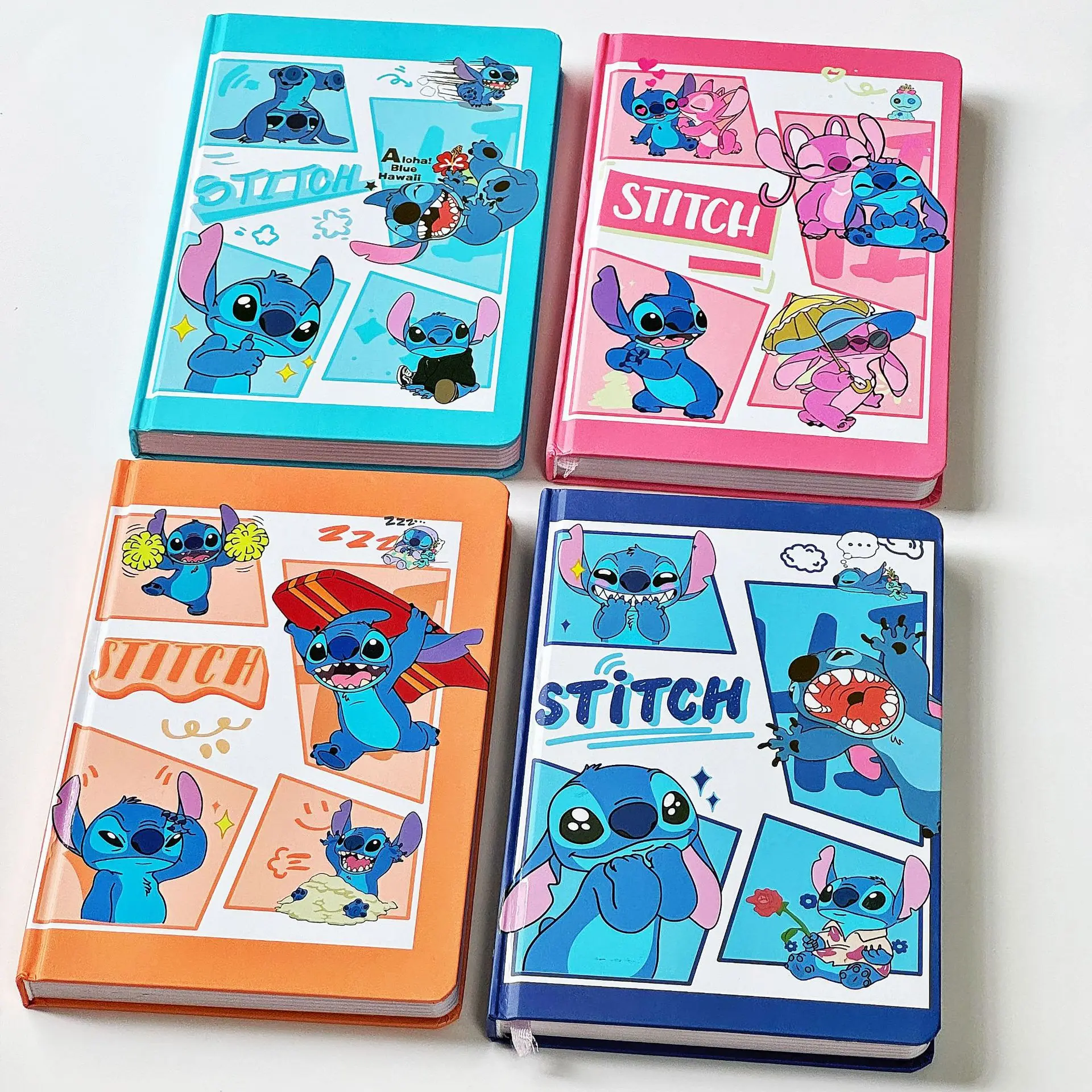 4 Pcs Mixed A5 Cartoon Color Page Notebook Stitch Labubu Sanrio Characters Mikko Butter Bear Chiikawa Cute Students\' Supplies