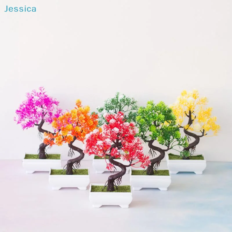 ♥Artificial Bonsai Tree - Colorful Fake Plant Potted Ornament for Home Office Desk Decor