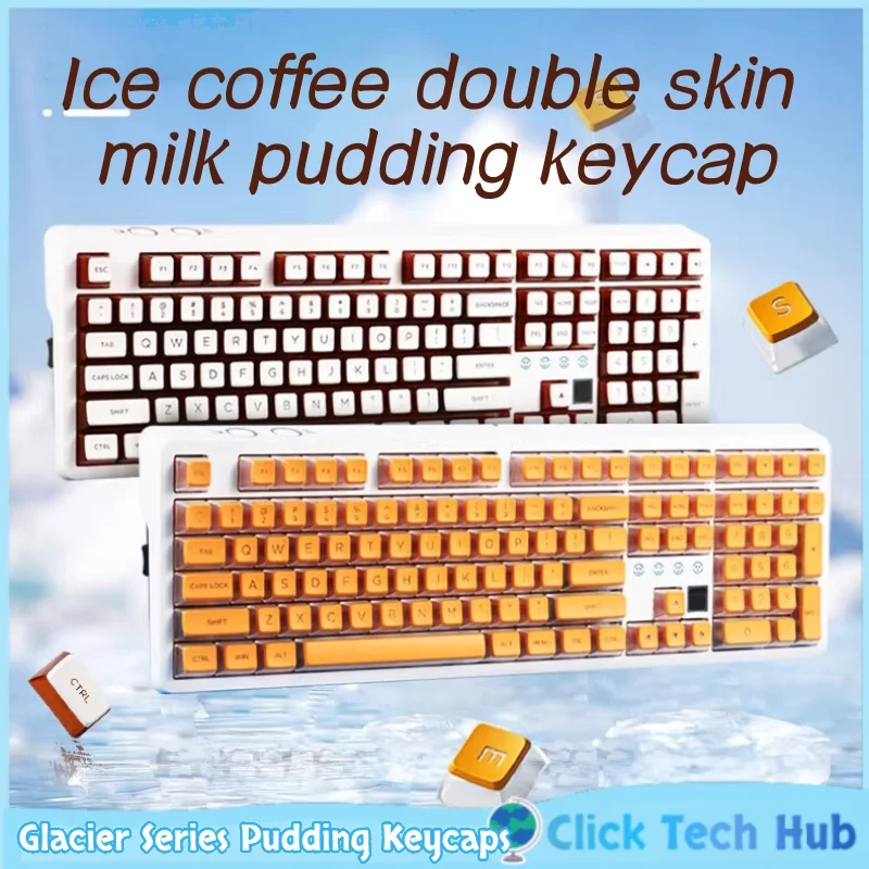 

Ice Coffee Double Leather Milk Pudding Keycap Four Sided Transparent Pbt Semi Transparent Oem Height Mechanical Keyboard Keycap