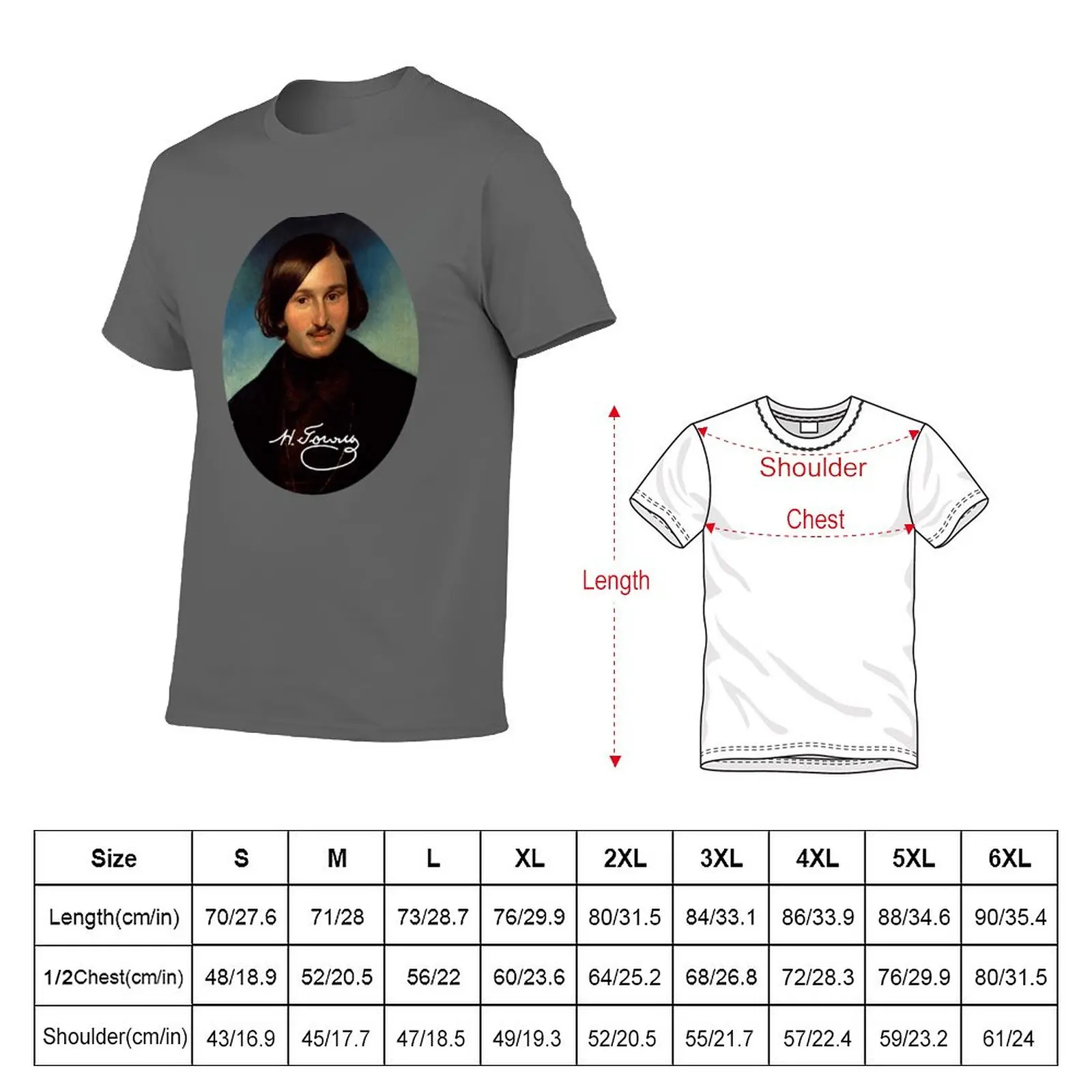 New Nikolai Vasilievich Gogol With Signature T-Shirt vintage clothes summer tops workout shirts for men