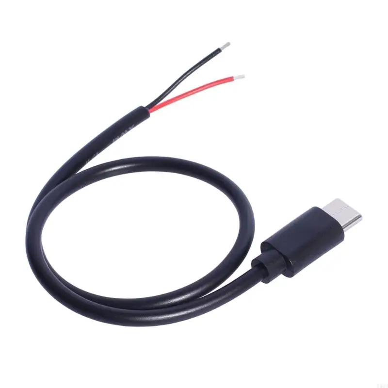 Cavo aperto da 30 cm USB C a 2 pin cavo nudo 15 W USB tipo C maschio 2 pin cavo di alimentazione a spirale cavo fai da te di ricambio per luce LED