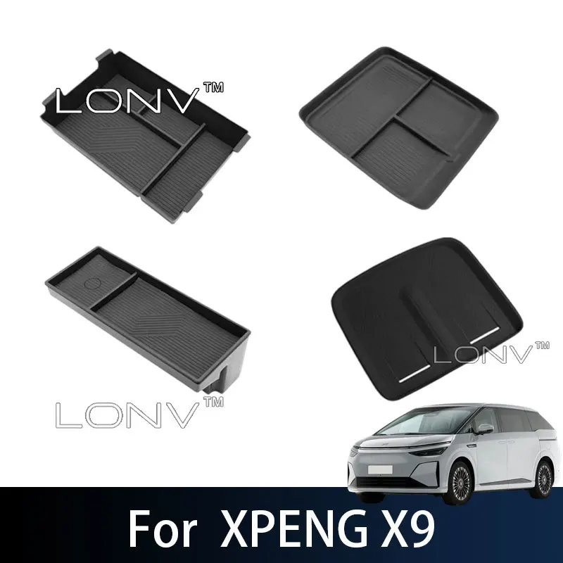 Car Storage Box For Xpeng X9 2026 2027 Car Armrest Storage Box Center Console Organizer Tray Car Stowing Tidying Accessories