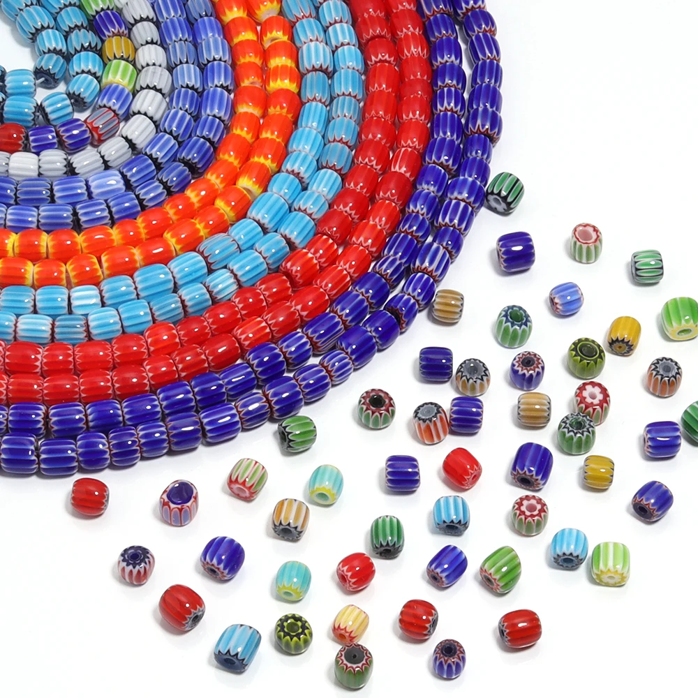 Louleur 1 Strang Kürbis gestreifte Perlen bunte Lampwork Perlen Glasperlen für Schmuck machen DIY Halskette Armbänder Zubehör – Detail 2