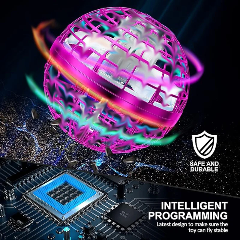 플라잉 볼 장난감 2026 업그레이드 버전 손으로 조종하는 호버 볼 LED 조명 회전 볼 멋진 미니 드론 생일 선물