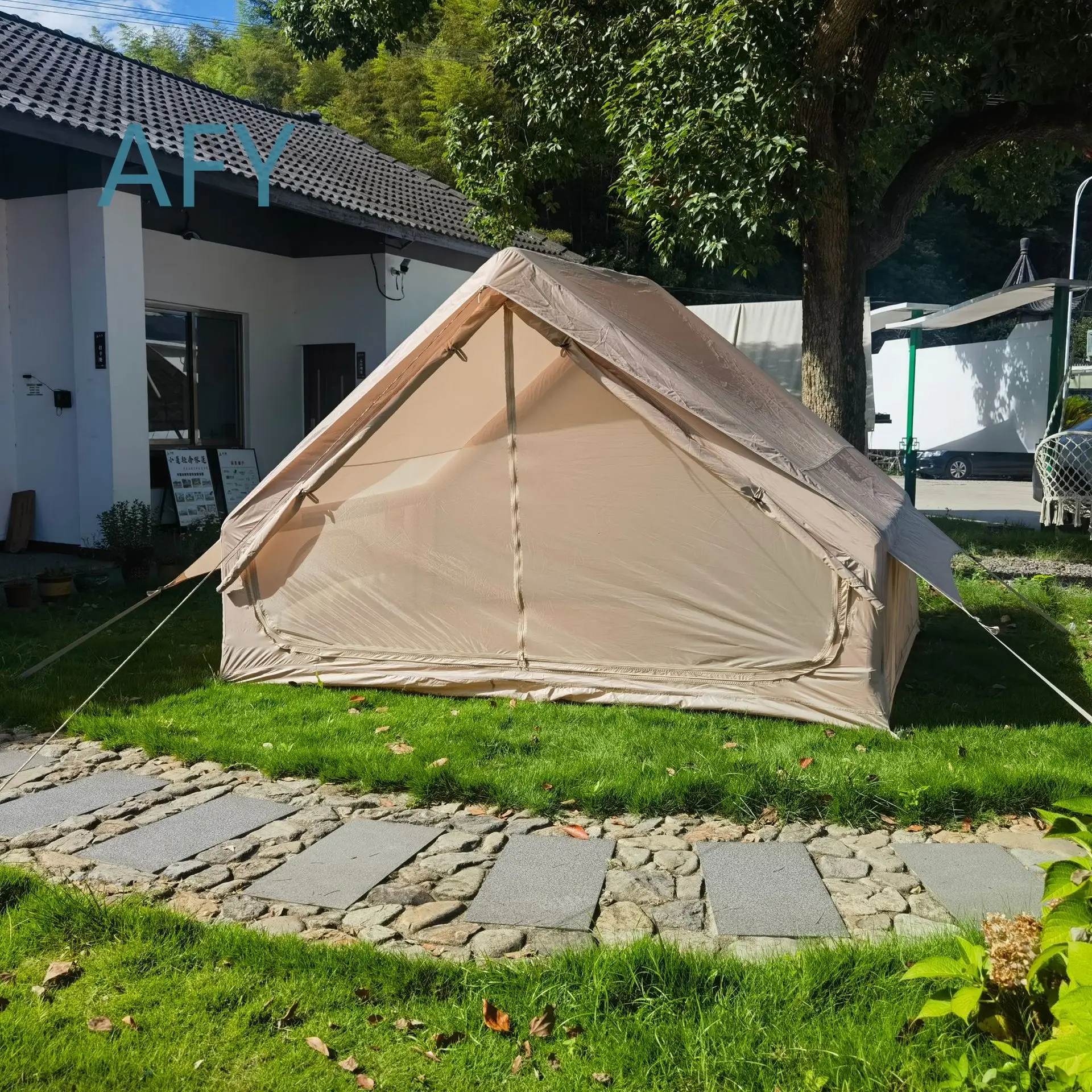 Outdoor Oxford Tarp Inflatable Camping Tent for 3-4 People Four Season Fast Auto Open Portable One Bedroom Tent for RV Travel
