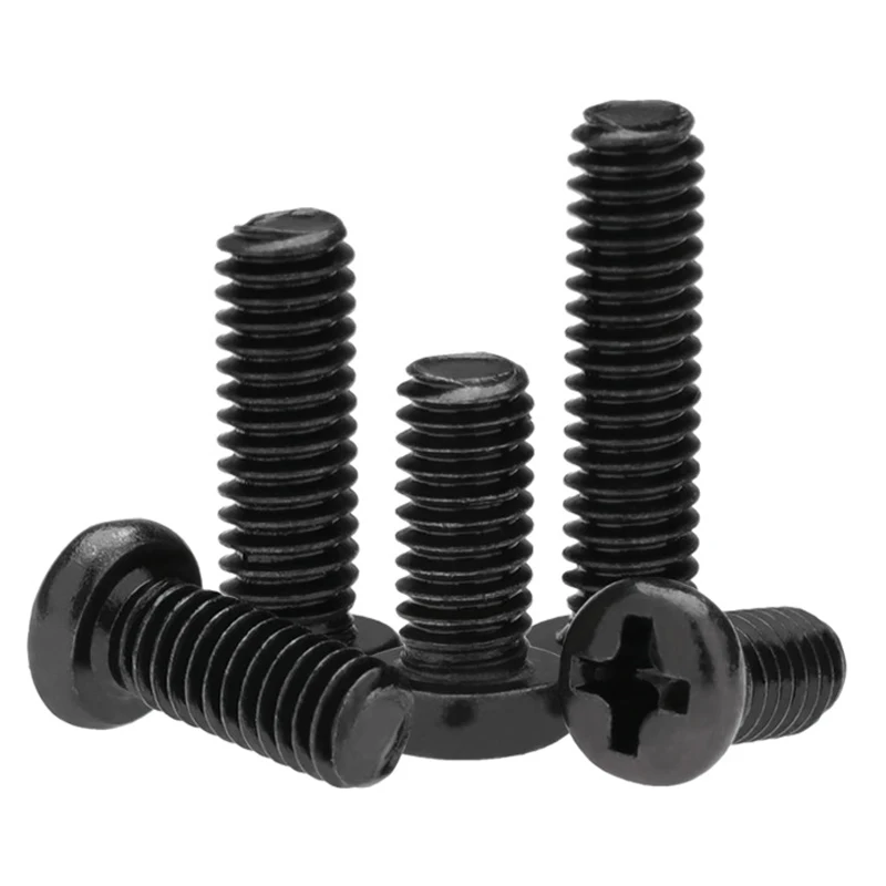 50/ 100pcs Black Round Head Cross Screw M1 M1.2 M1.4 M1.6 M1.7 M2 M2.5 Recessed Phillips Pan Head Electronic Small Screw DIN7985