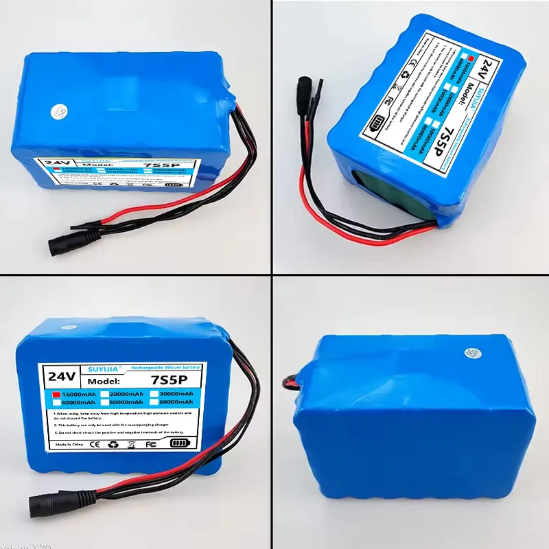 Batterie Lithium-ion 24V 16Ah 7S5P 18650 29.4V 16000mAh Avec BMS,adaptée Aux Outils De Transport Légers Électriques De 350W-700W