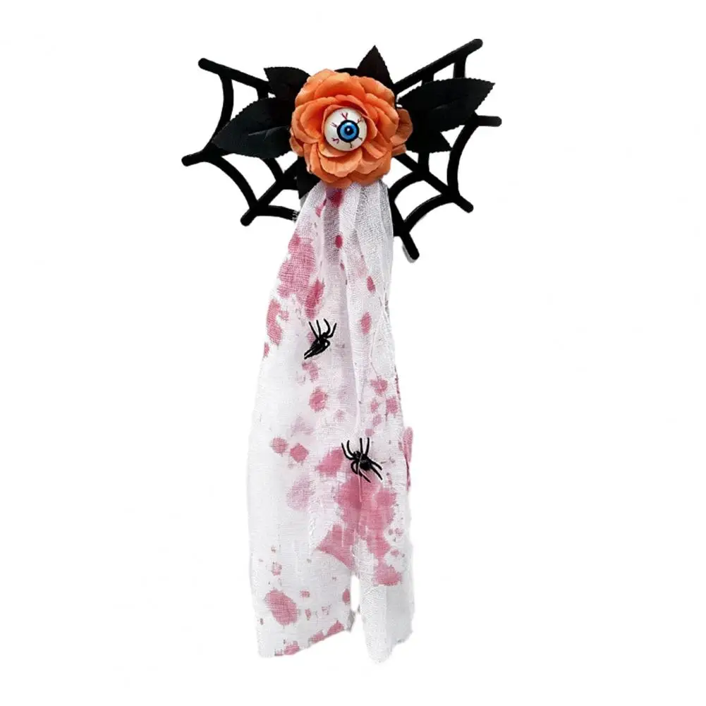 Black Spider for Porch Spooky Wooden Spider Web Wall Hanging Skeleton Hand Ornament with Blood Gauze Halloween Party Indoor