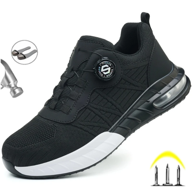

Fashion Safety Shoes Male Steel Toe Cap Work Sneakers Indestructible Shoes Anti-smash Anti Puncture Security Work Shoes Non-slip