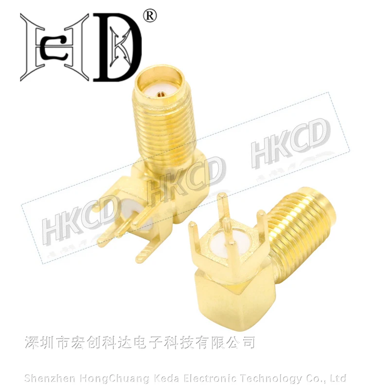 2pcs SMA-KWE 17mm long RF connector elbow horizontal antenna base plug-in board connector female socket outer screw inner hole