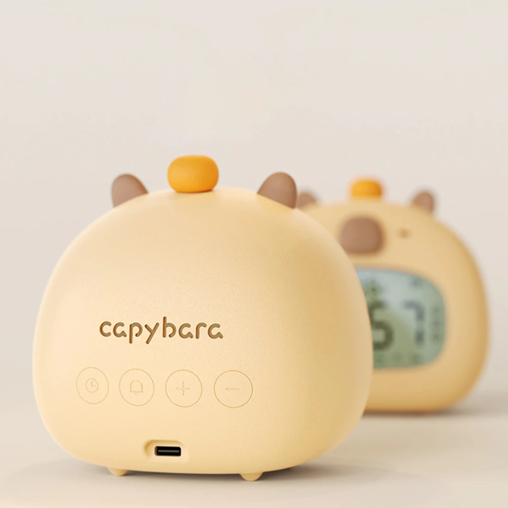 Capybara Clock Rechargeable LED Night Light Digital Alarm Clock Children\'s Sleep Snooze Function Timer Desktop Decoration