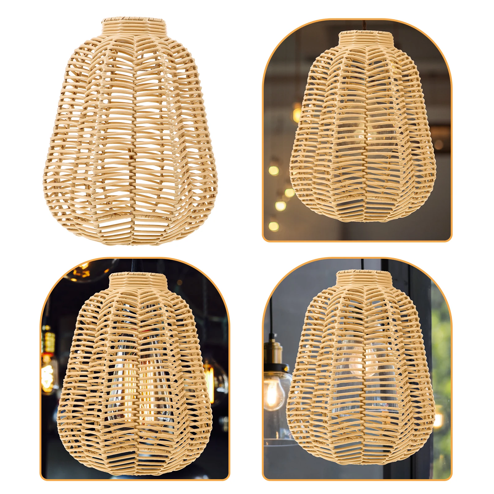 

Rattan Chandelier Shade Woven Light Cover for Pendant Home Hotel Hanging Lamp Cover Retro Decor XH23-451 Plastic Vine Model