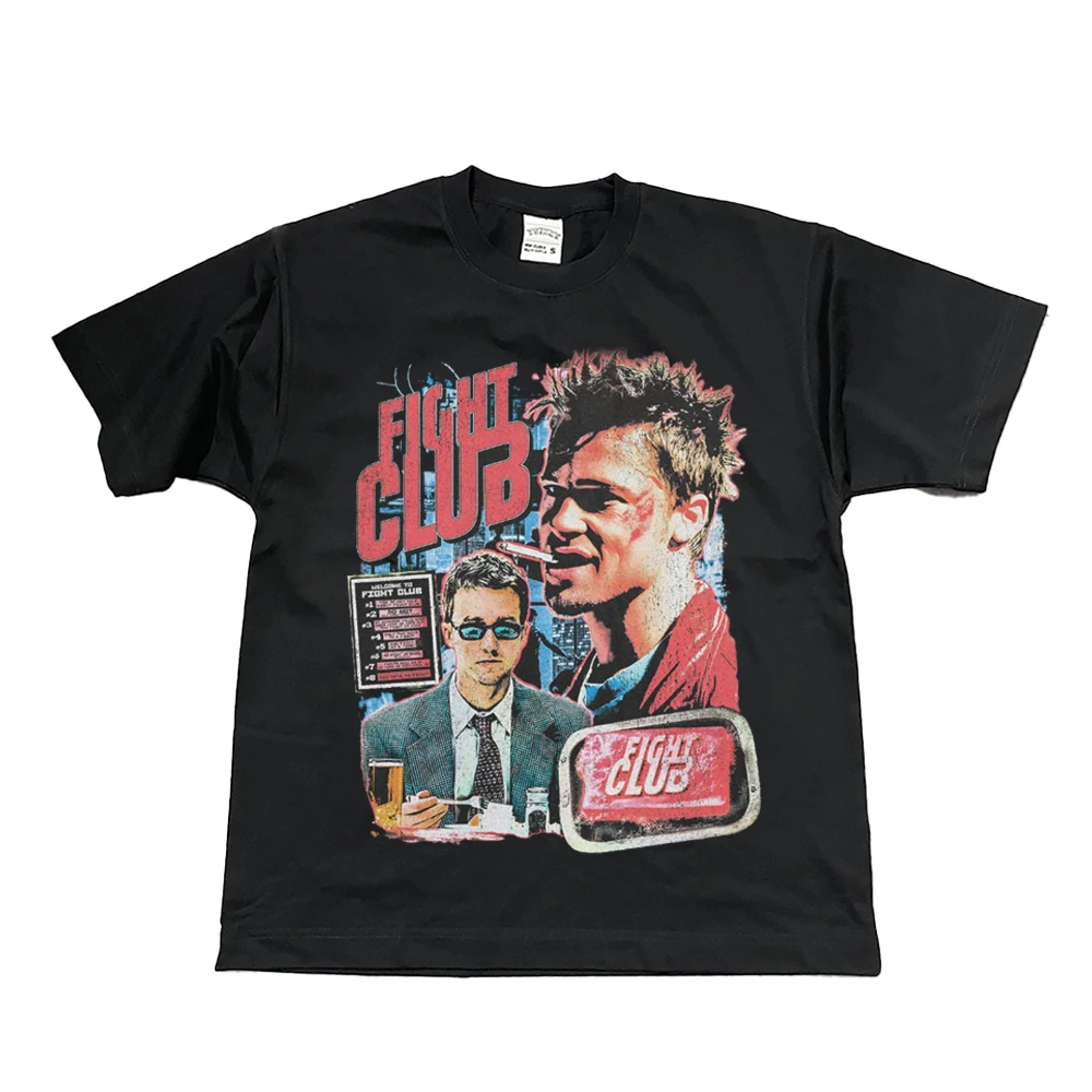 

Fight Club T-Shirt Short Sleeve Men's Summer Print Jim Morrison Rock Peripheral Half Sleeve Top Graphic T Shirts