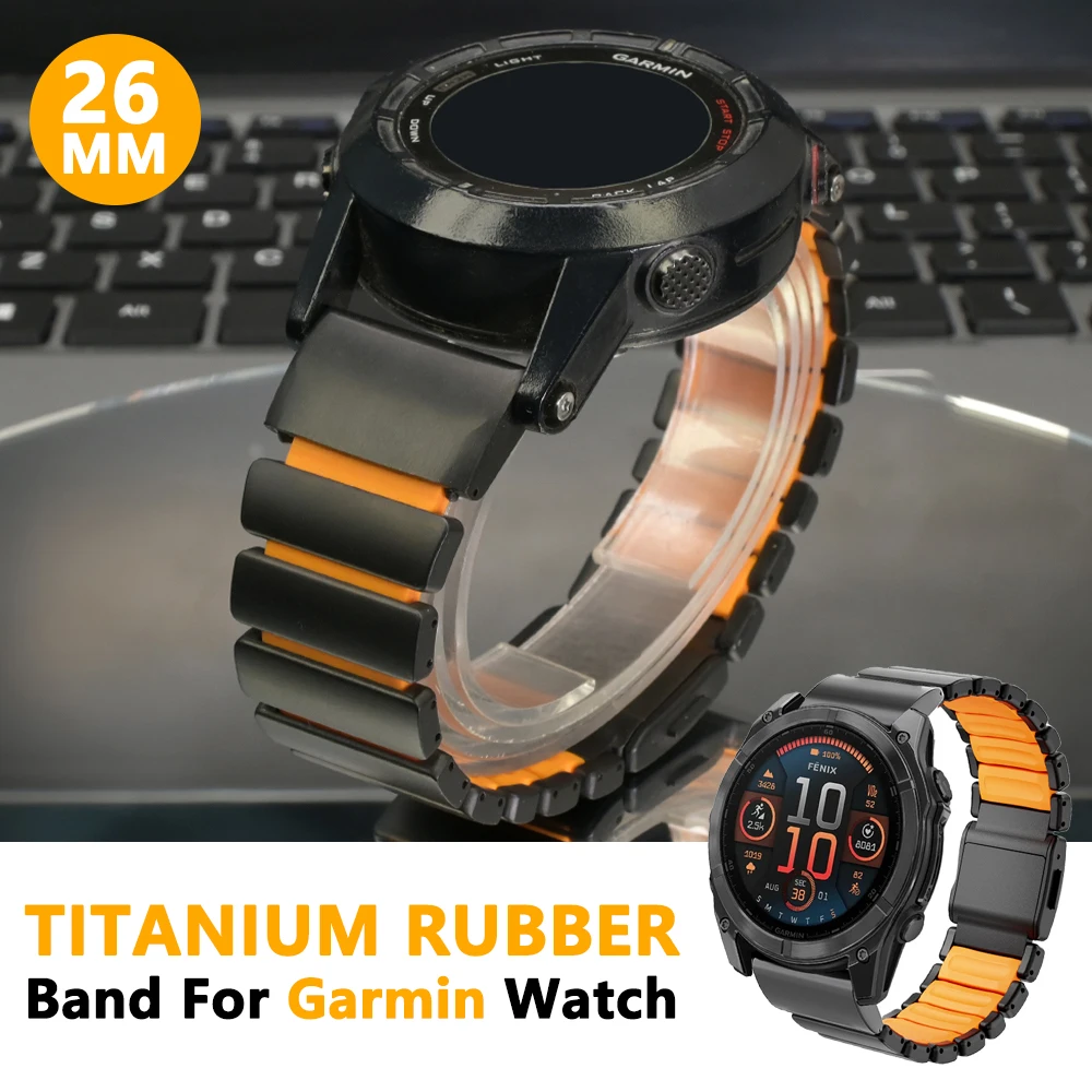 

26mm Titanium Metal Band for Garmin Watch Fenix 8 7X Pro Tactix 7 EPIX Pro 51mm Enduro 3 2X Instinct 3 2X 50mm Quick Fit Straps