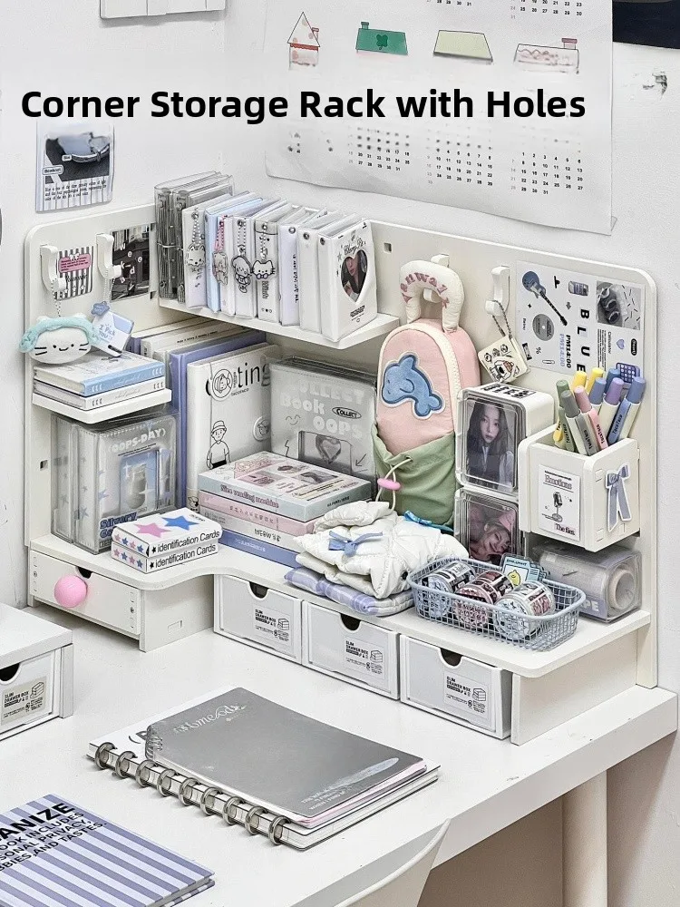 

Многофункциональная настольная угловая доска с отверстиями Ra, большая емкость для хранения, органайзер для студенческого стола, рабочая станция, боковые канцелярские принадлежности