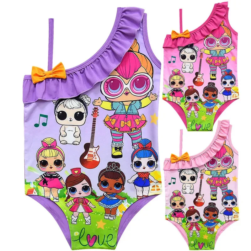 New 2025 Girls Dress Toddler Baby Dolls Cosplay Clothes Kids Cartoon Print Princess Children Summer Birthday Vestido for G☆★☆★qq