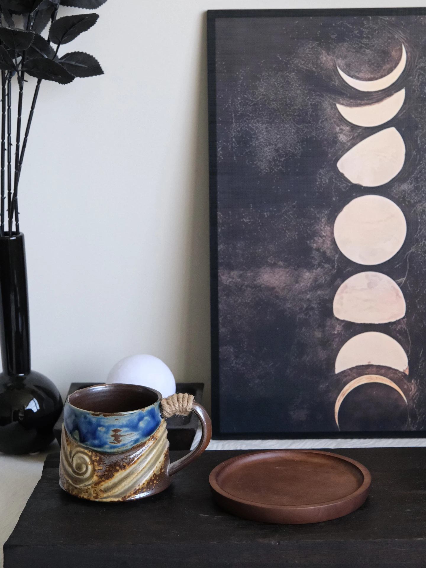  XiJiu Harmonious Turbulence Ceramic Coffee Cup Vintage Wabi-Sabi Small Batch 300ml Water Cup with Mat for Coffee Lovers