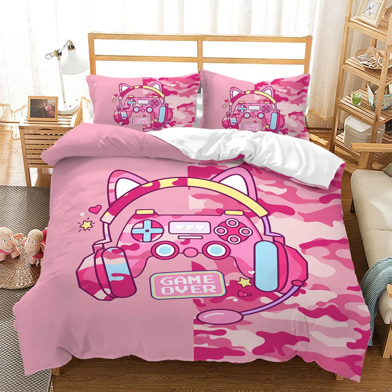 2/3pcs bedding set Digital Print Comfortable Duvet Cover for Home Bedroom Decoration, 1 Duvet Cover and 2pillowcase with Zippers