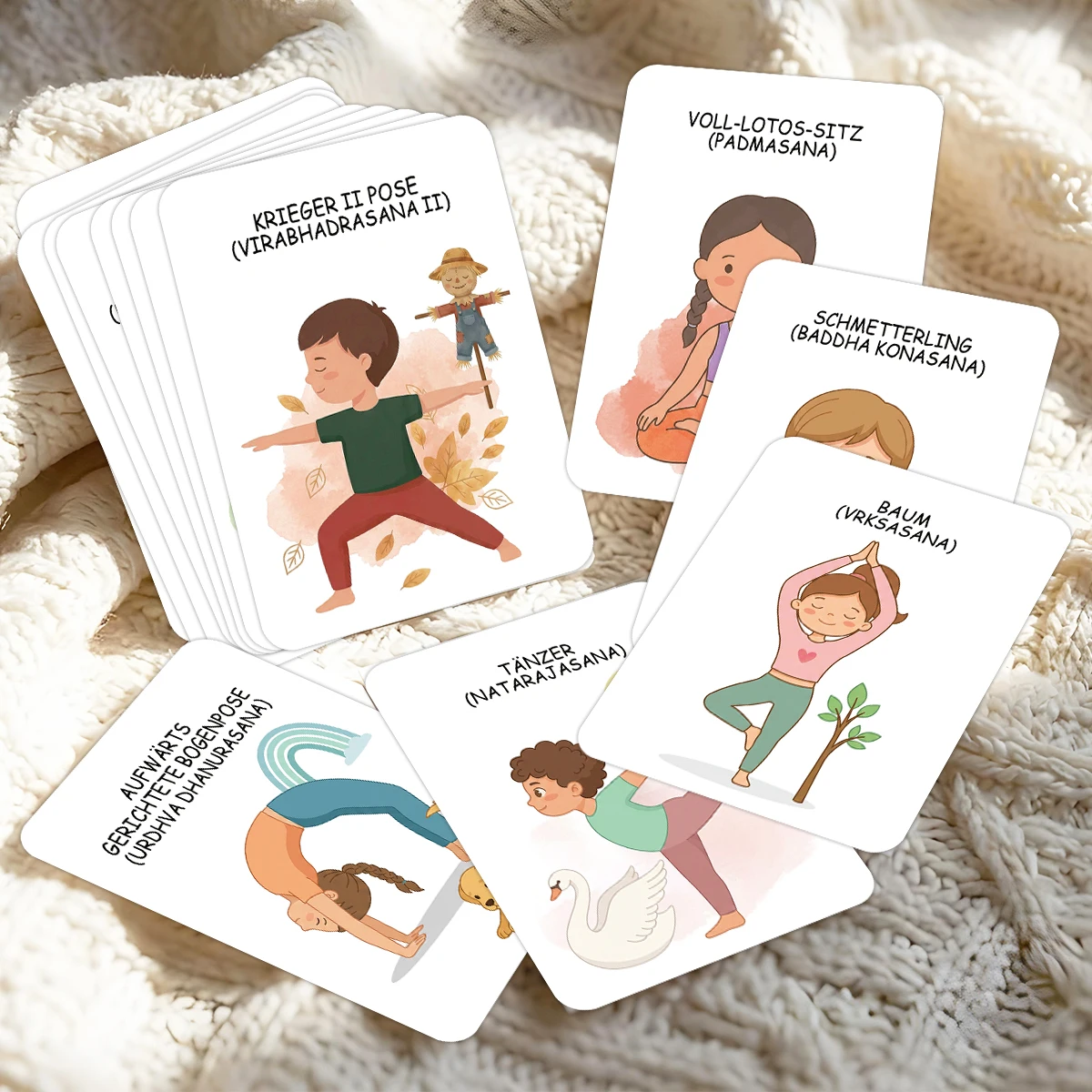24pcs German/English Yoga Pose Cards,Playful Yoga Learning Deck,Fun Exercise Cards For Home,Class,Yoga Studio,Gift For Beginners - view 2