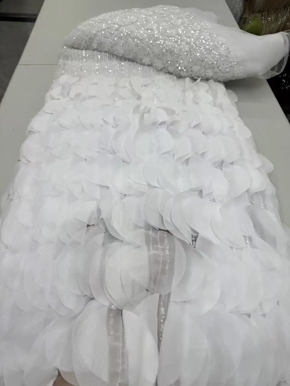 Handmade 3D Flower Embroidery Net Lace with Sequins High Quality Fashion Design for Party Evening Dress - Pretty Nice Sewing