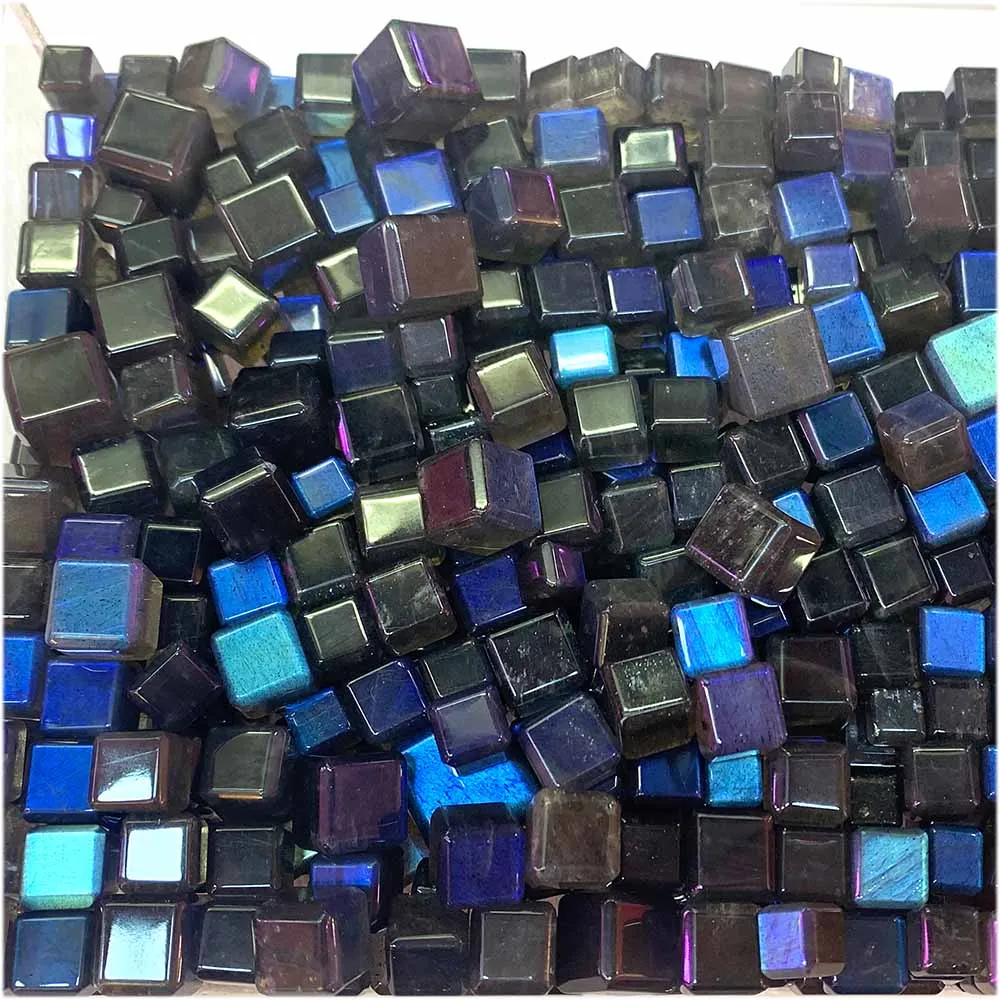 Veemake Flash Light Blue Labradorite Edge Cube Faceted Small Beads For Jewelry Making Natural Gemstones Crystal DIY Pendant