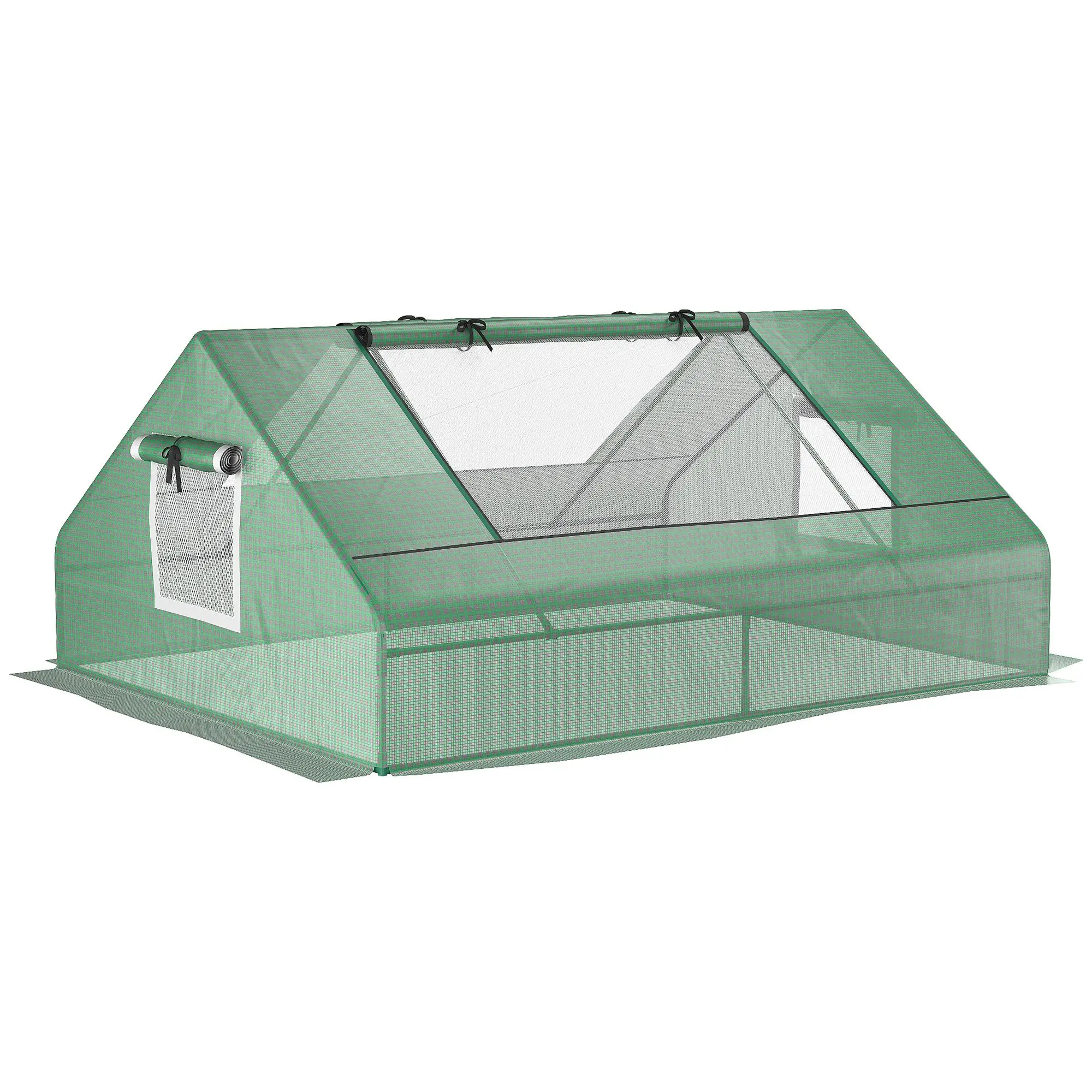 

For Outsunny Small Greenhouse 71 x 55 x 32 Outdoor Flower Planter Hot House with Zipper Windows and Door Green