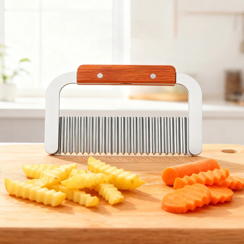 Stainless Steel Potato Chip Slicer Dough Vegetable Fruit Crinkle Wavy Slicer Knife Potato Cutter Chopper French Fry Maker Tools