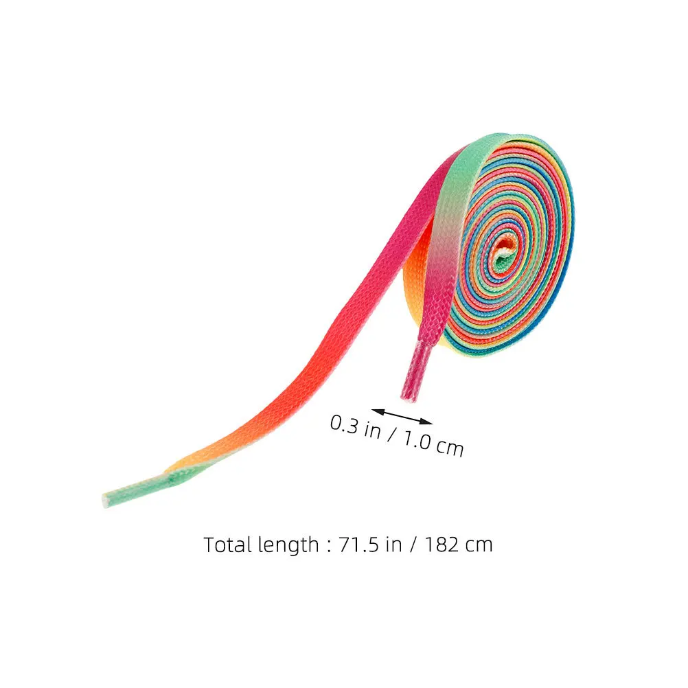 เชือกรองเท้าแบบแบนสีรุ้ง 1 คู่ ความยาว 182 ซม. เชือกรองเท้าสีไล่ระดับสำหรับรองเท้าสเก็ต รองเท้าฮอกกี้ รองเท้ากีฬา เชือกรองเท้าสำหรับกีฬาแบบทีม