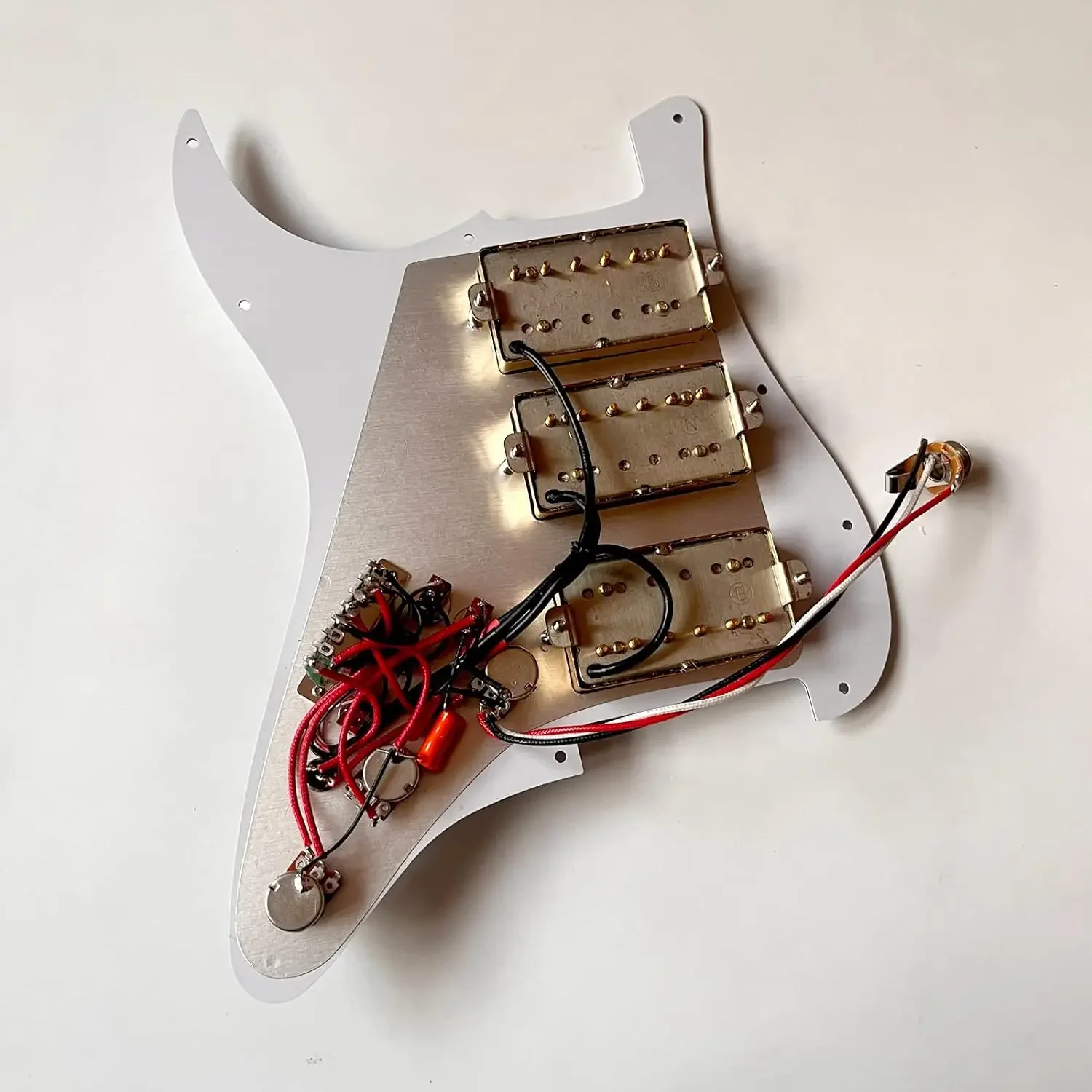 HHH Prewired Pickguard Alnico 5 Humbucker Gold Pickups Coil Splitting Multi Switch For ST Guitar Parts