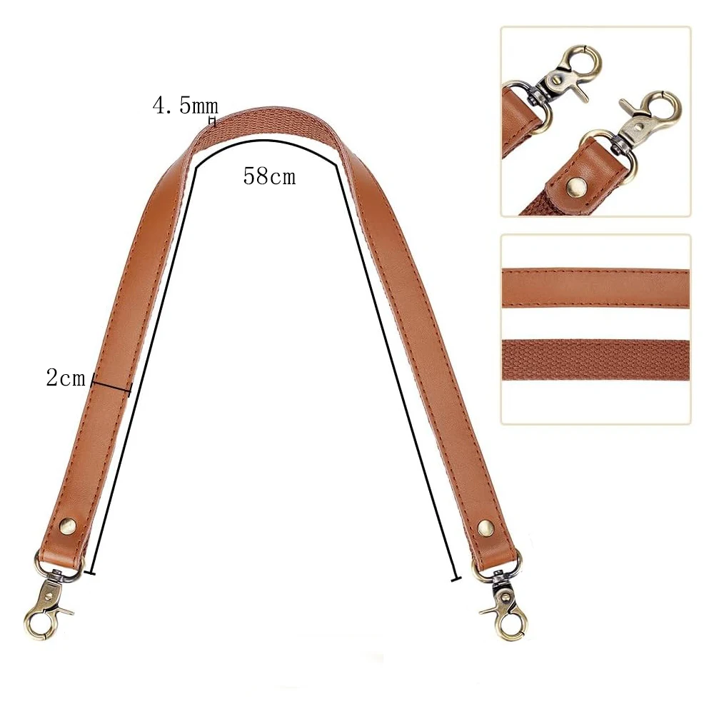 2pcs 58cm Genuine Leather Bag Purse Strap Canvas Replacement Handbag Shoulder Bags Handles for Women Crossbody Accessories