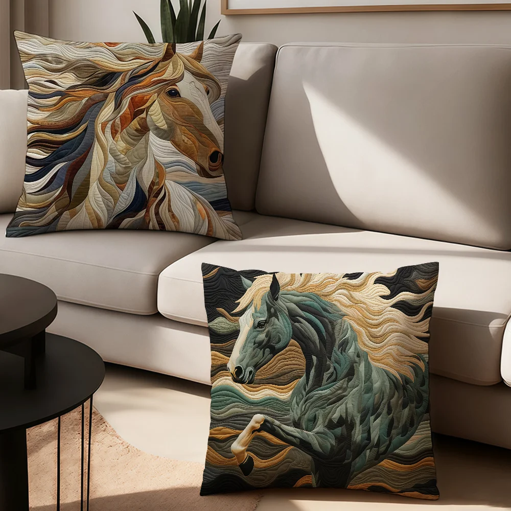 Stylish Horse art cool Pillow Case Office Cushions Suitable For Sofa Car Bedroom Decorative Cushion Cover